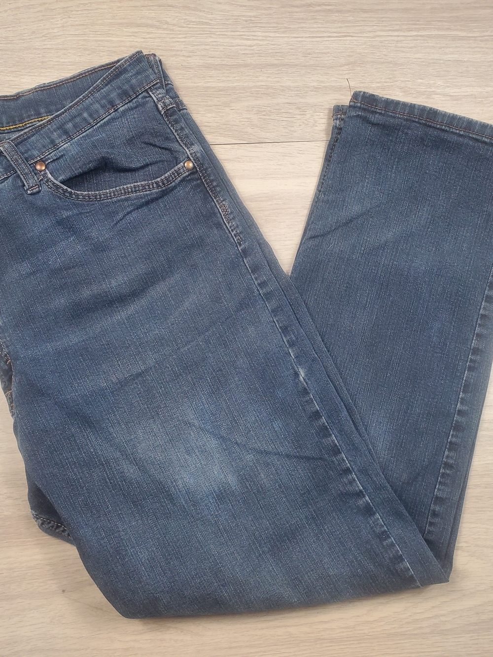 Wrangler Men's Straight Leg Jeans 38x29 Measured Blue Denim 5 Pocket